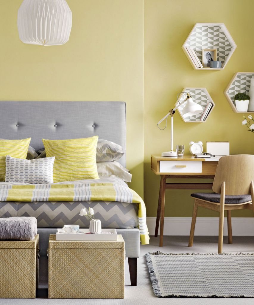 bedroom-storage-ideas-Yellow-and-grey-bedroom-with-wall-hung-shelves.jpg