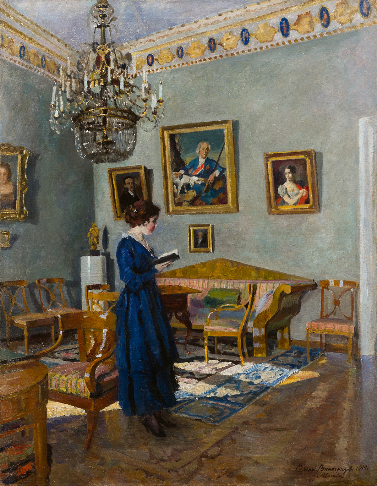 Портрет жены художника в интерьере. 1919 г. Сергей Виноградов. Частное собрание, Москва.