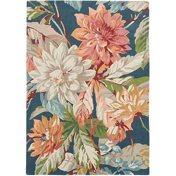 50608 (140x200), Dahlia & Rosehip, Teal, Sanderson